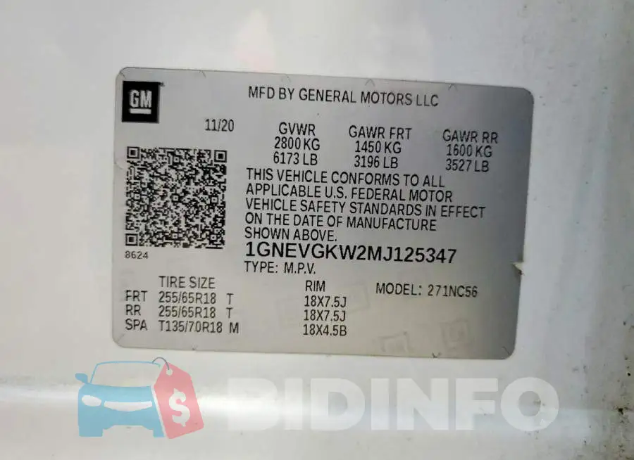 1GNEVGKW2MJ125347 Photo# 13