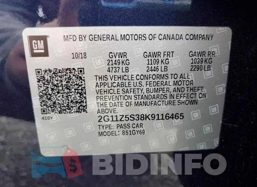2G11Z5S38K9116465 Photo# 12