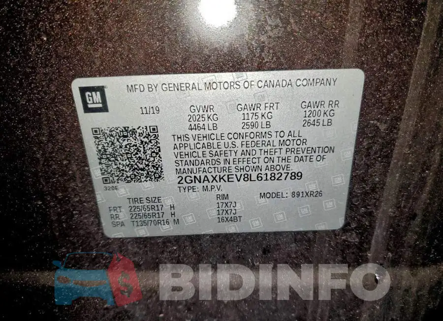 2GNAXKEV8L6182789 Photo# 12