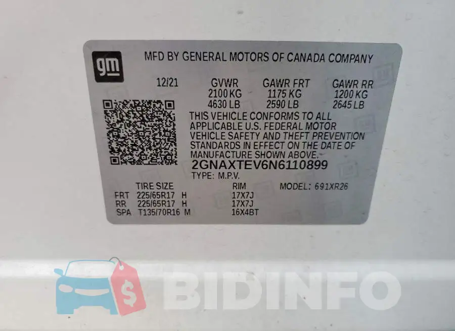 2GNAXTEV6N6110899 Photo# 14