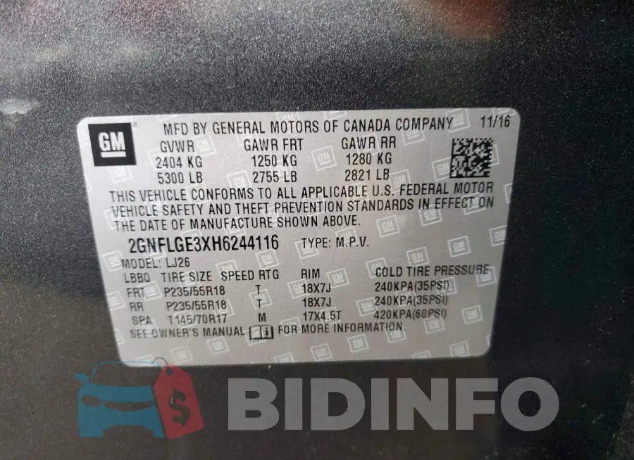 2GNFLGE3XH6244116 Photo# 13