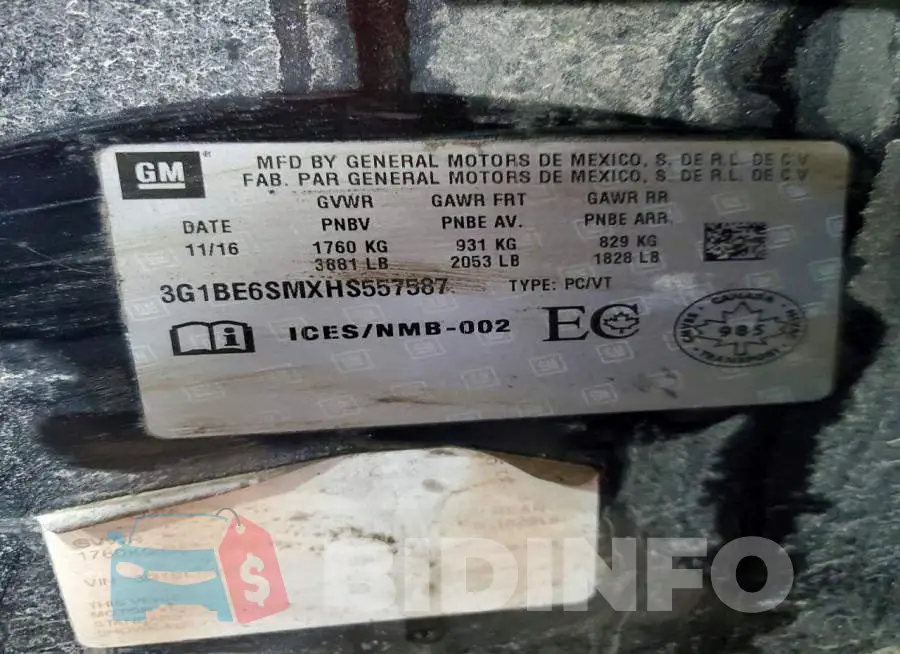 3G1BE6SMXHS557587 Photo# 12