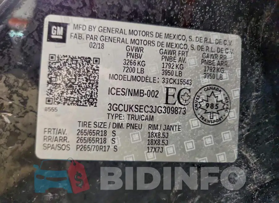 3GCUKSEC3JG309873 Photo# 13
