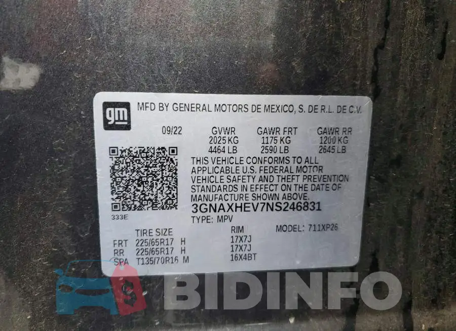 3GNAXHEV7NS246831 Photo# 13