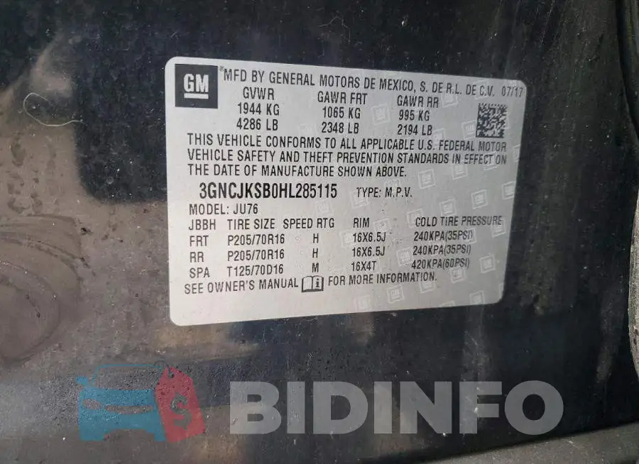 3GNCJKSB0HL285115 Photo# 13