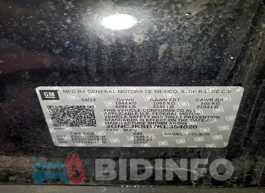 3GNCJKSB7KL354020 Photo# 13