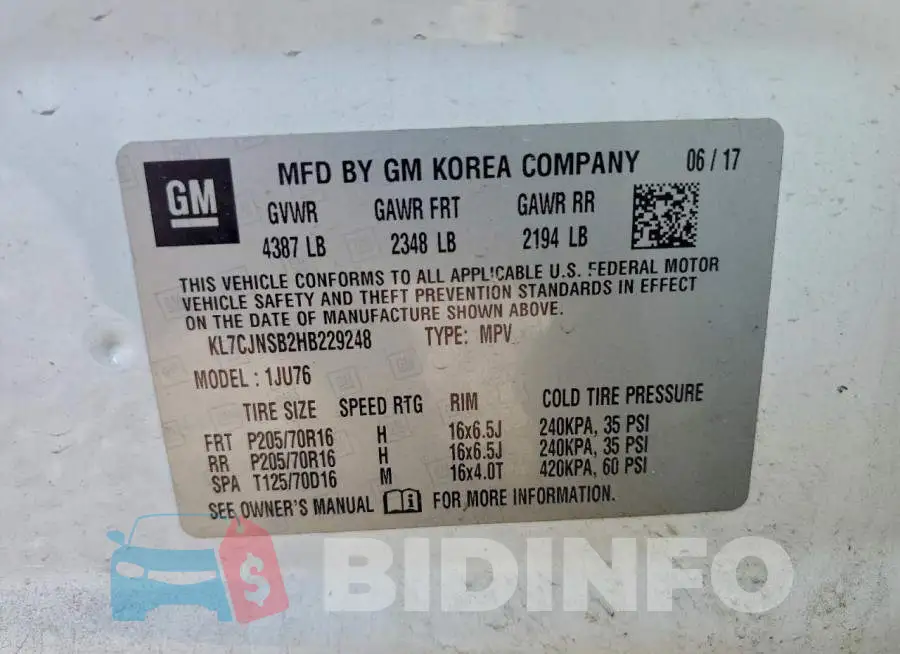 KL7CJNSB2HB229248 Photo# 13