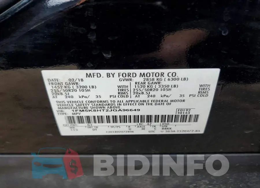 1FM5K8HT2JGA96649 Photo# 13