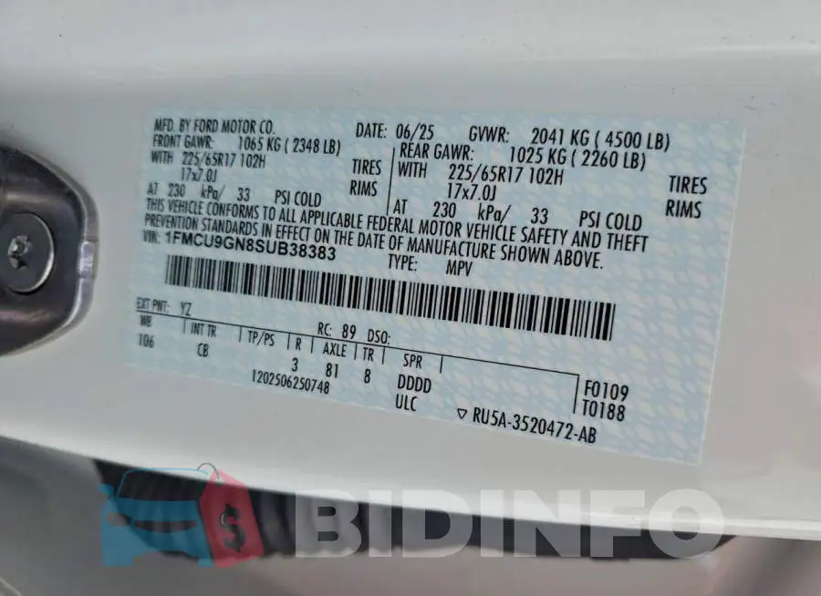 1FMCU9GN8SUB38383 Photo# 13