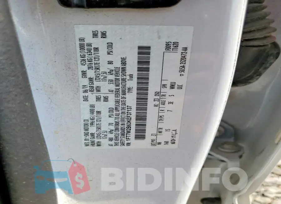 1FT7W2B63KEF37137 Photo# 12