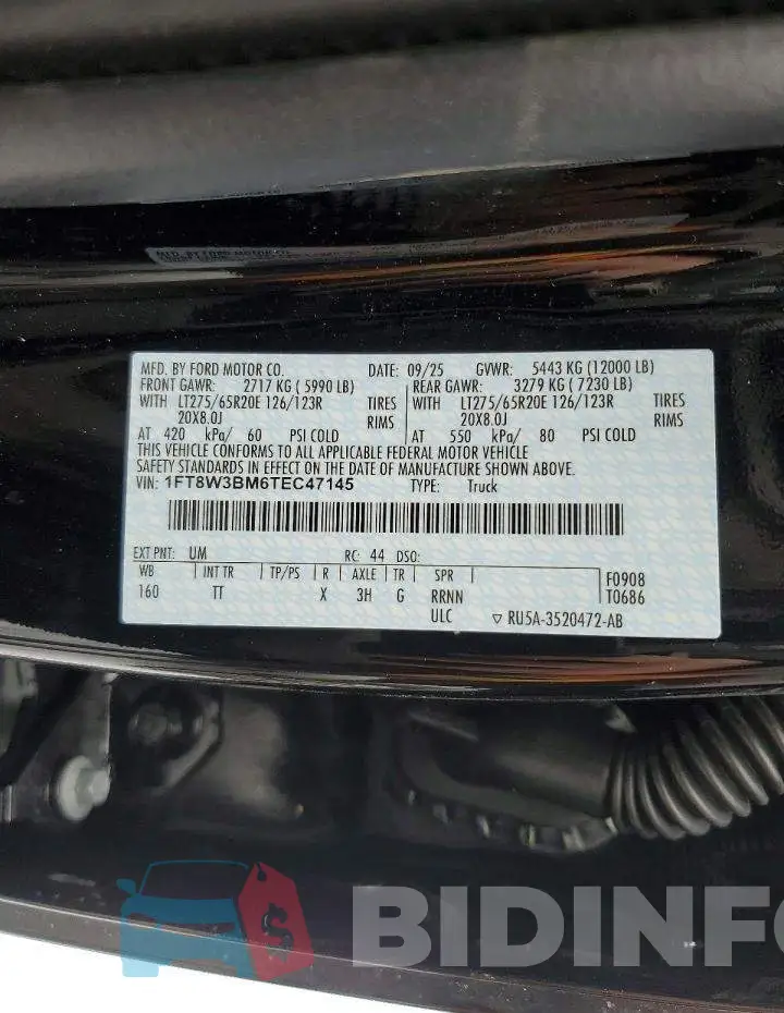 1FT8W3BM6TEC47145 Photo# 12