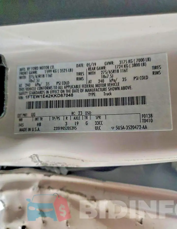 1FTEW1E42KKD87048 Photo# 12