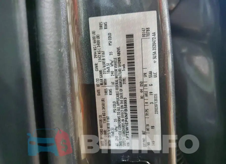 1FTEW1EP6NFB58993 Photo# 12