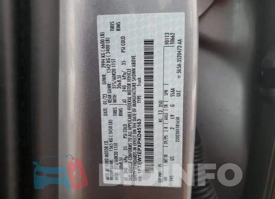 1FTEW1EPXPKD45163 Photo# 12