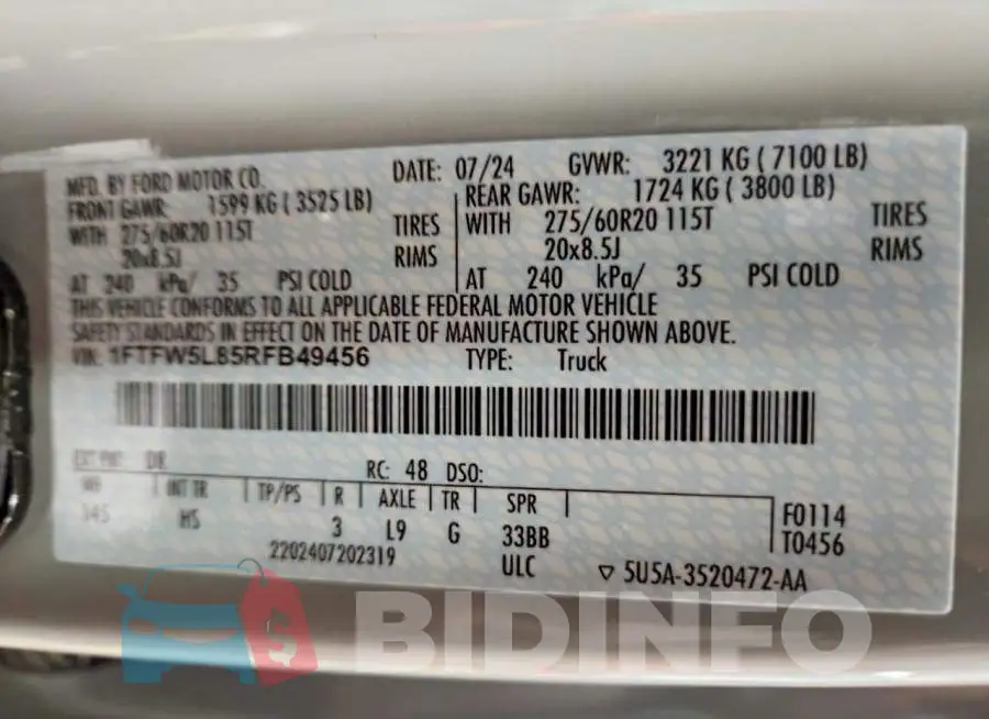 1FTFW5L85RFB49456 Photo# 12