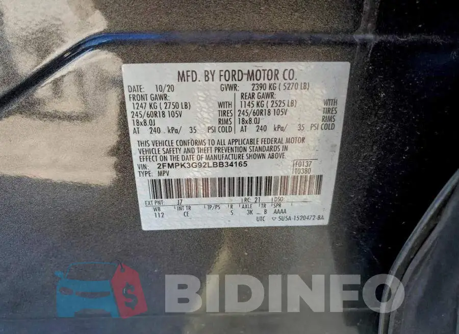 2FMPK3G92LBB34165 Photo# 13