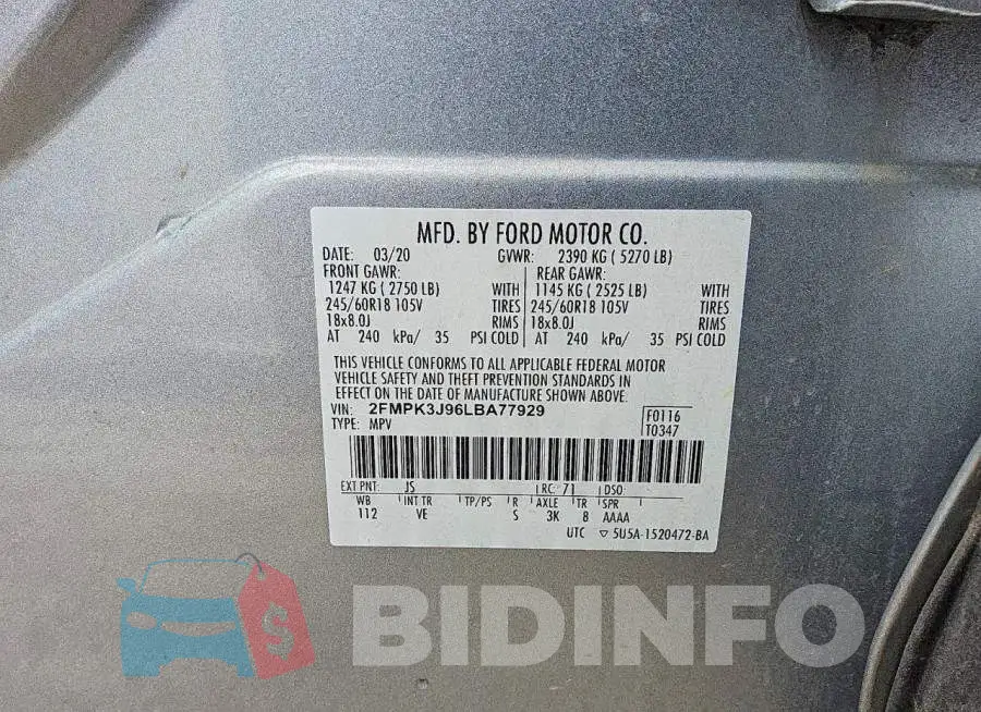 2FMPK3J96LBA77929 Photo# 13
