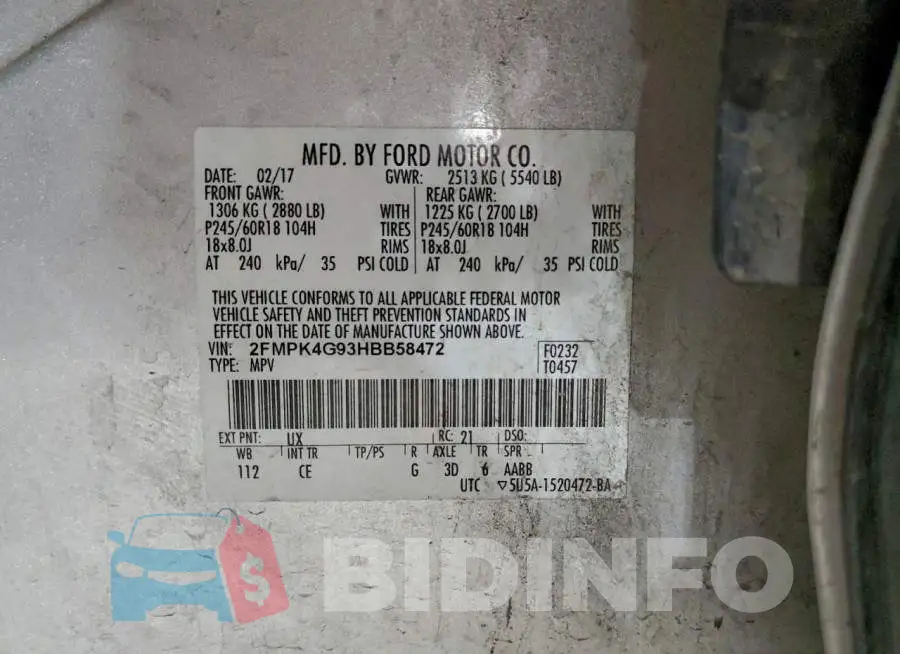 2FMPK4G93HBB58472 Photo# 13