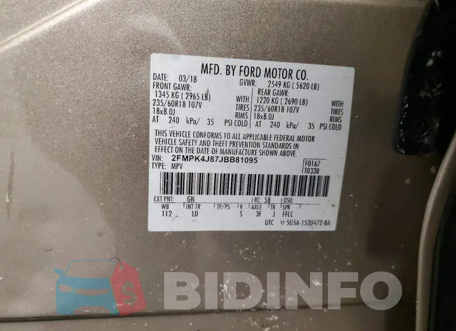 2FMPK4J87JBB81095 Photo# 12
