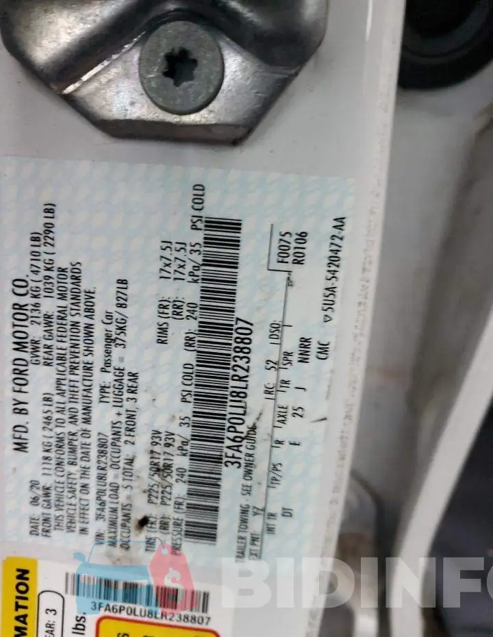 3FA6P0LU8LR238807 Photo# 12