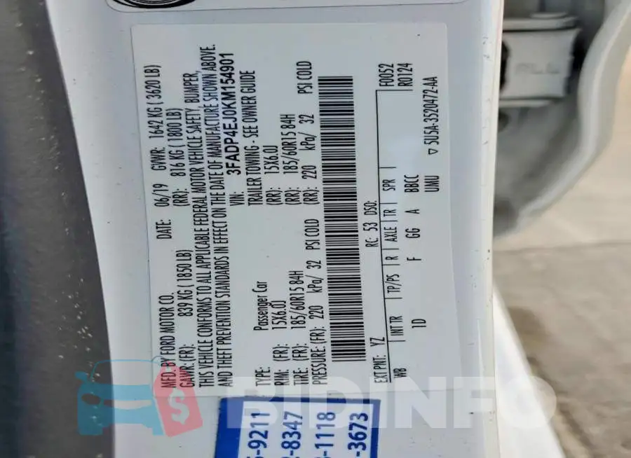 3FADP4EJ0KM154901 Photo# 13