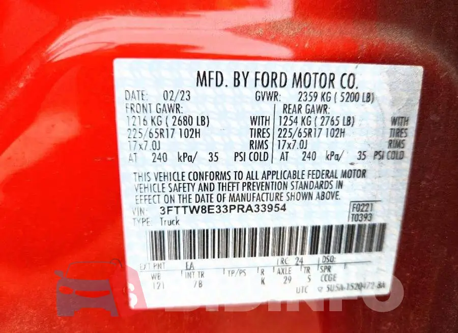 3FTTW8E33PRA33954 Photo# 11