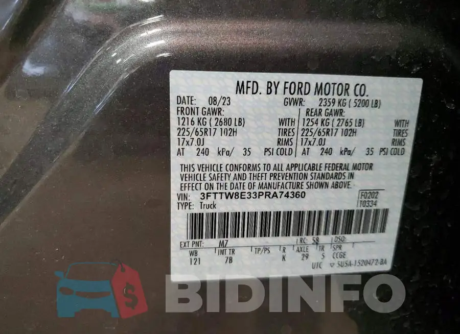 3FTTW8E33PRA74360 Photo# 13