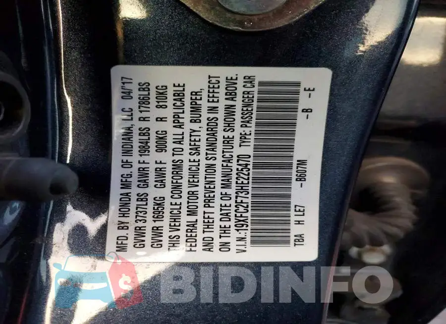 19XFC2F73HE225470 Photo# 12