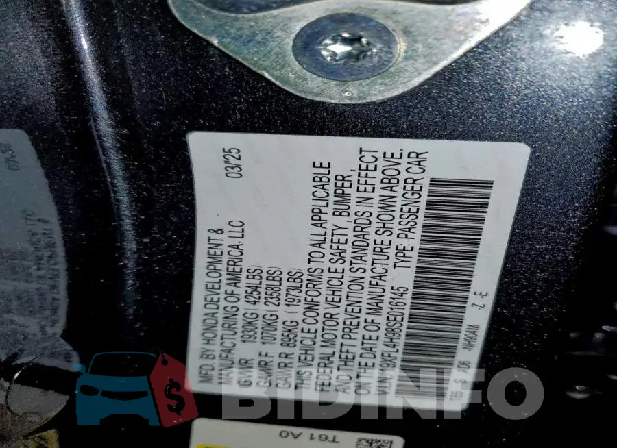 19XFL4H98SE016145 Photo# 12