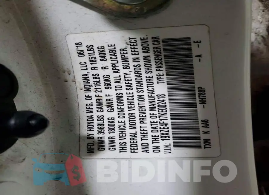 19XZE4F17KE002418 Photo# 12