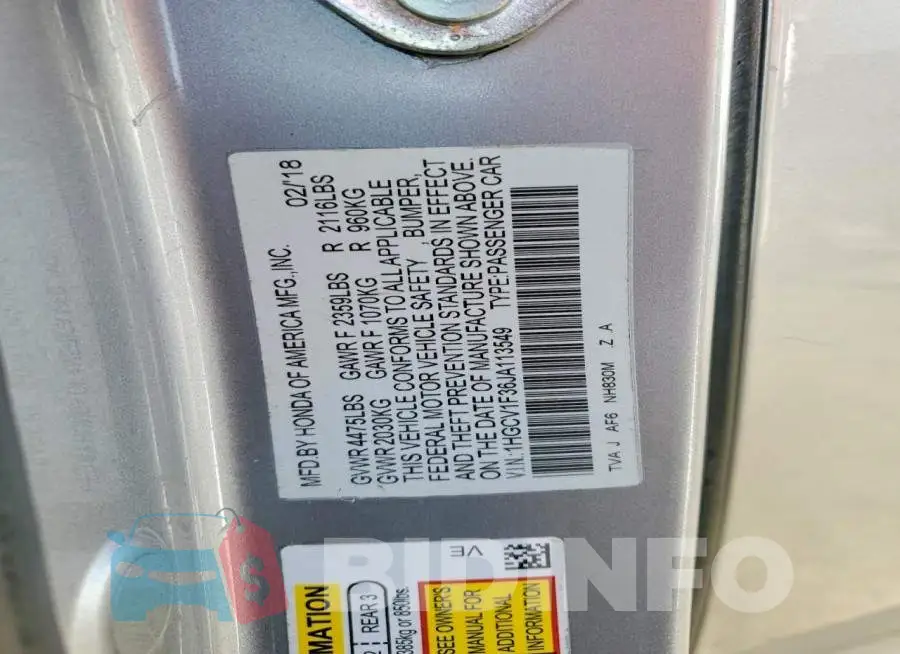 1HGCV1F36JA113549 Photo# 13