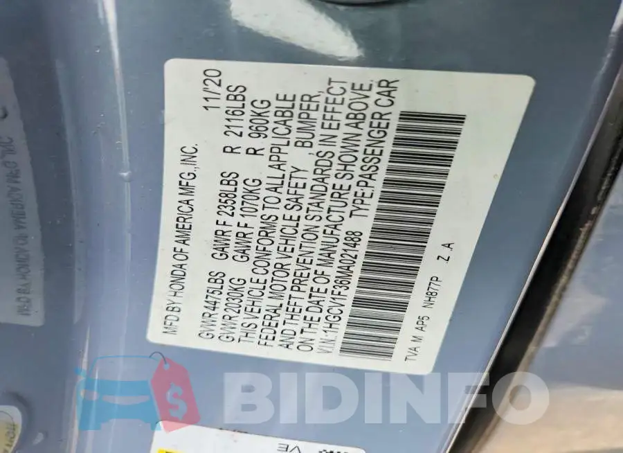 1HGCV1F36MA021488 Photo# 12