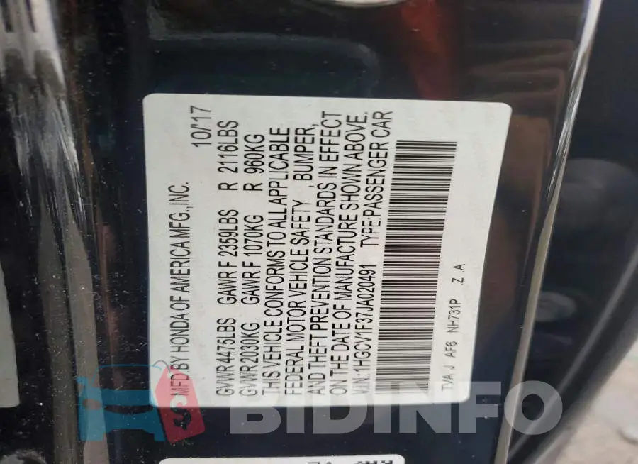 1HGCV1F37JA020491 Photo# 11