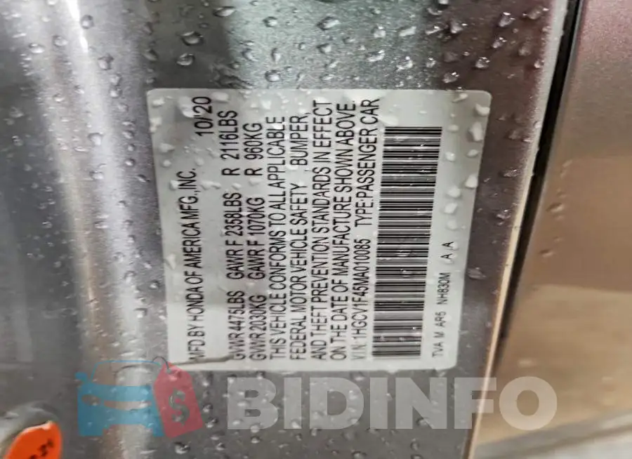 1HGCV1F45MA010085 Photo# 12