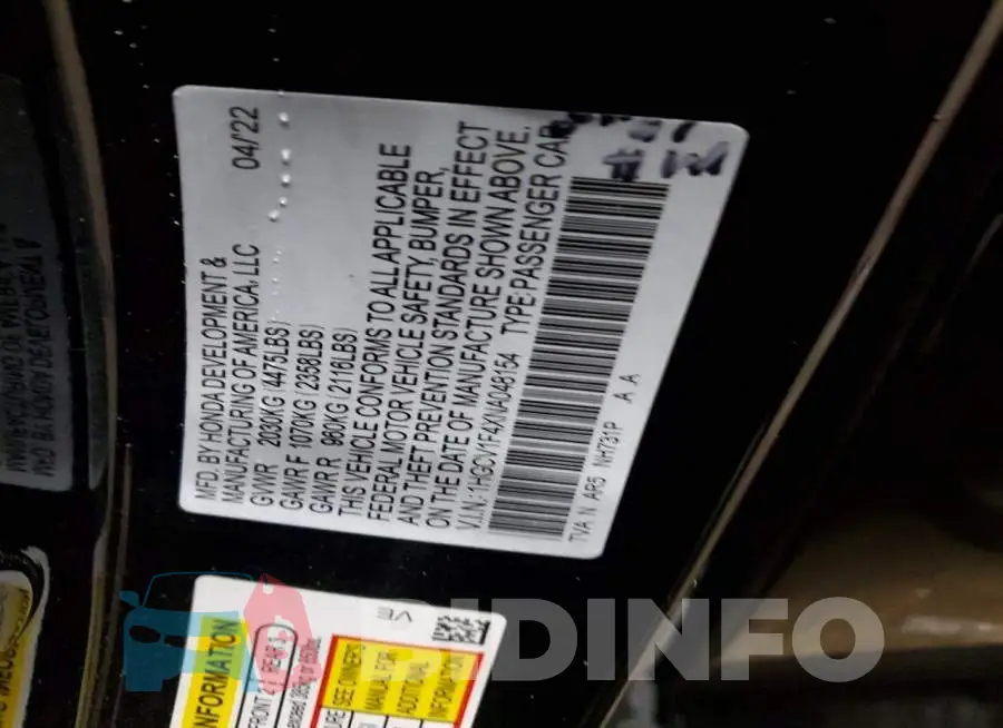 1HGCV1F4XNA048154 Photo# 12