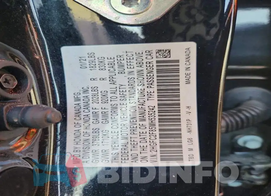 2HGFC2F85MH535242 Photo# 12