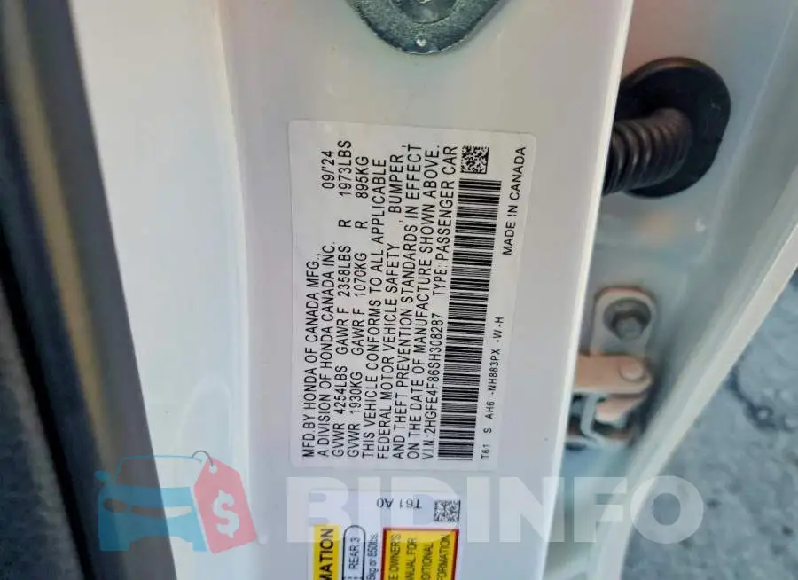 2HGFE4F86SH308287 Photo# 12