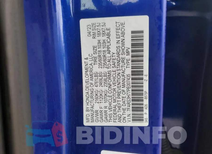 7FARS3H77PE007435 Photo# 13