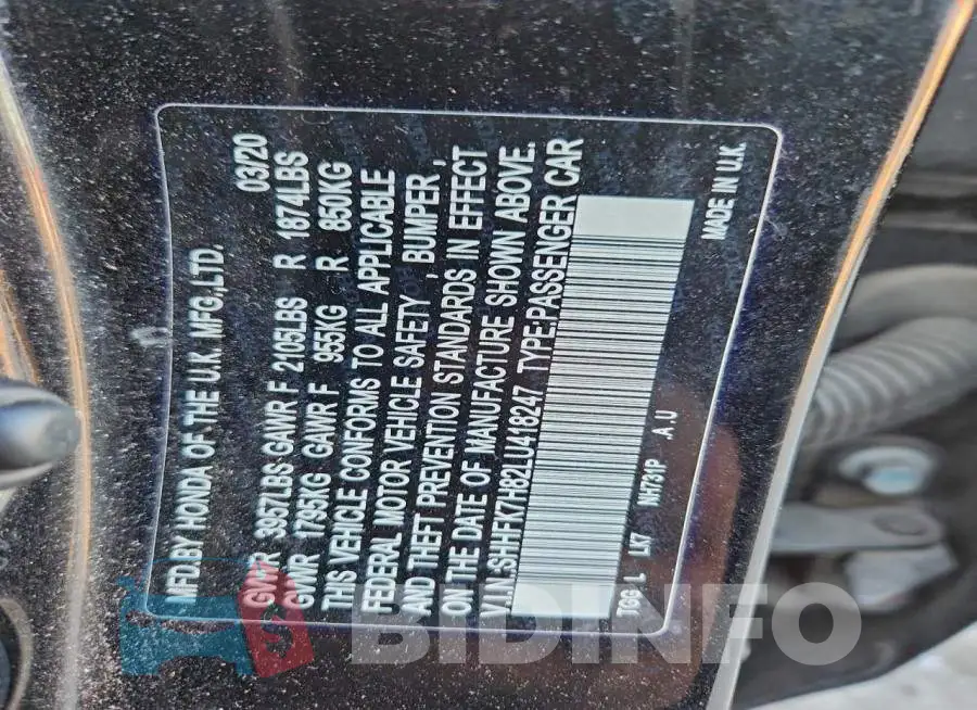 SHHFK7H82LU418247 Photo# 12