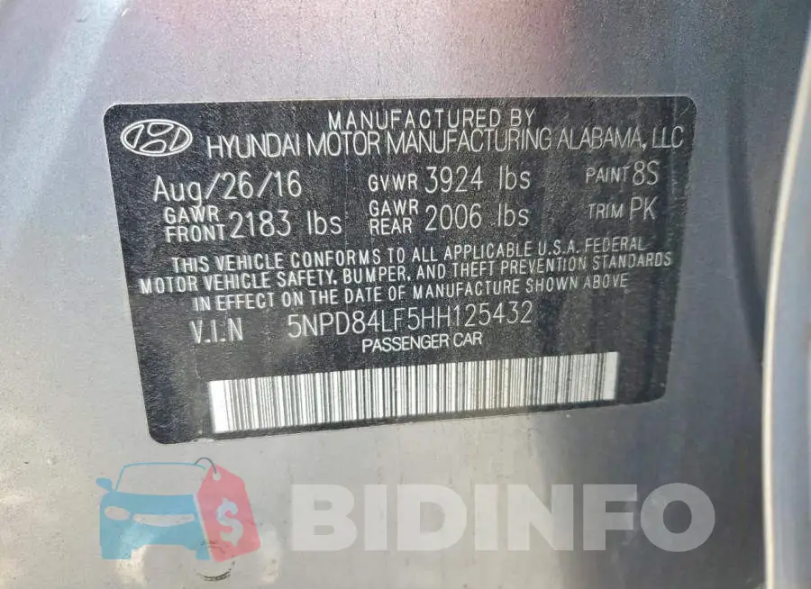 5NPD84LF5HH125432 Photo# 13