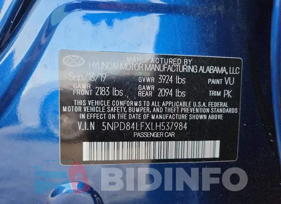 5NPD84LFXLH537984 Photo# 12