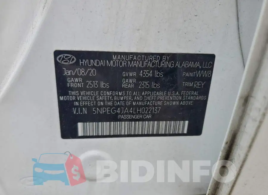5NPEG4JA4LH022137 Photo# 13
