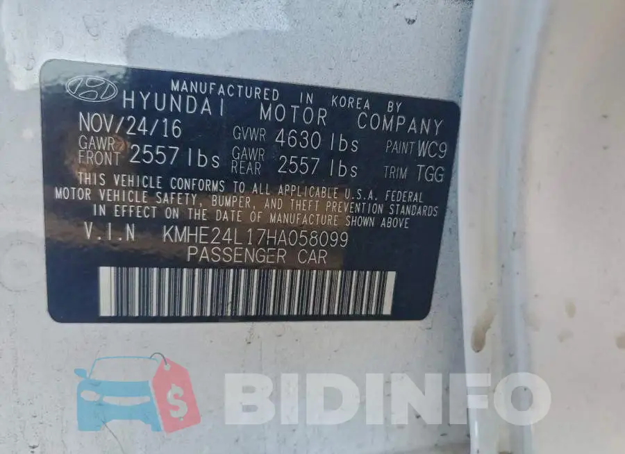 KMHE24L17HA058099 Photo# 12