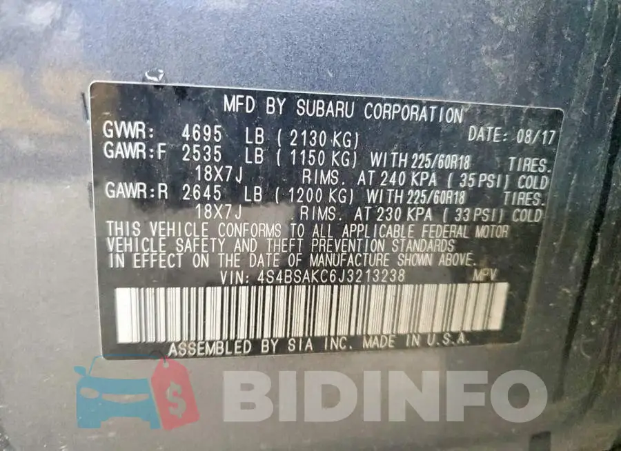 4S4BSAKC6J3213238 Photo# 13