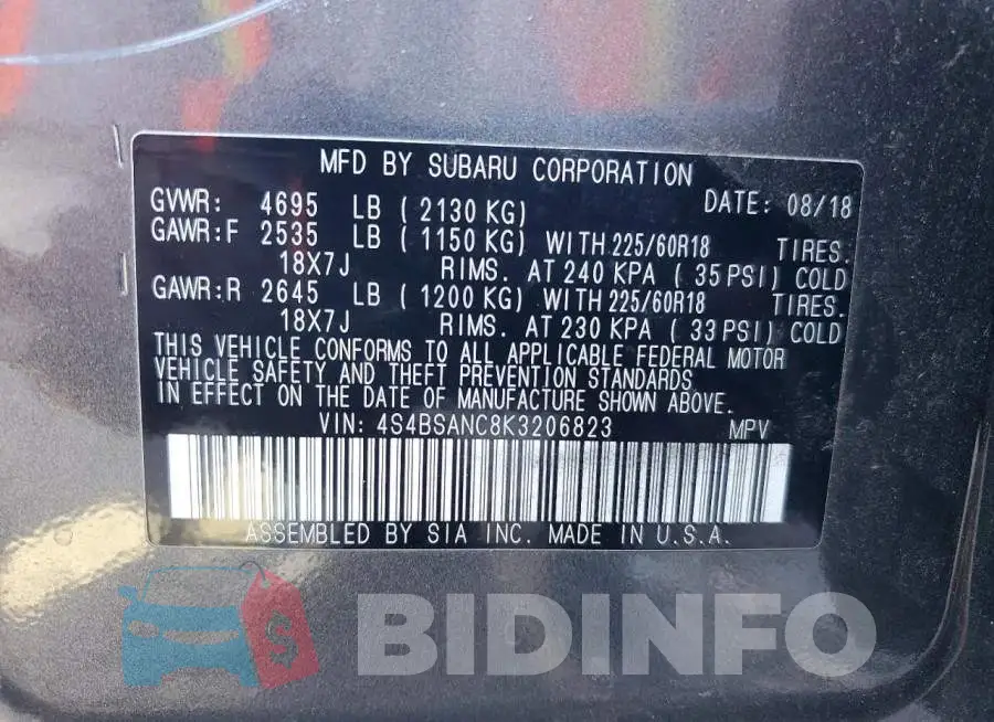 4S4BSANC8K3206823 Photo# 12
