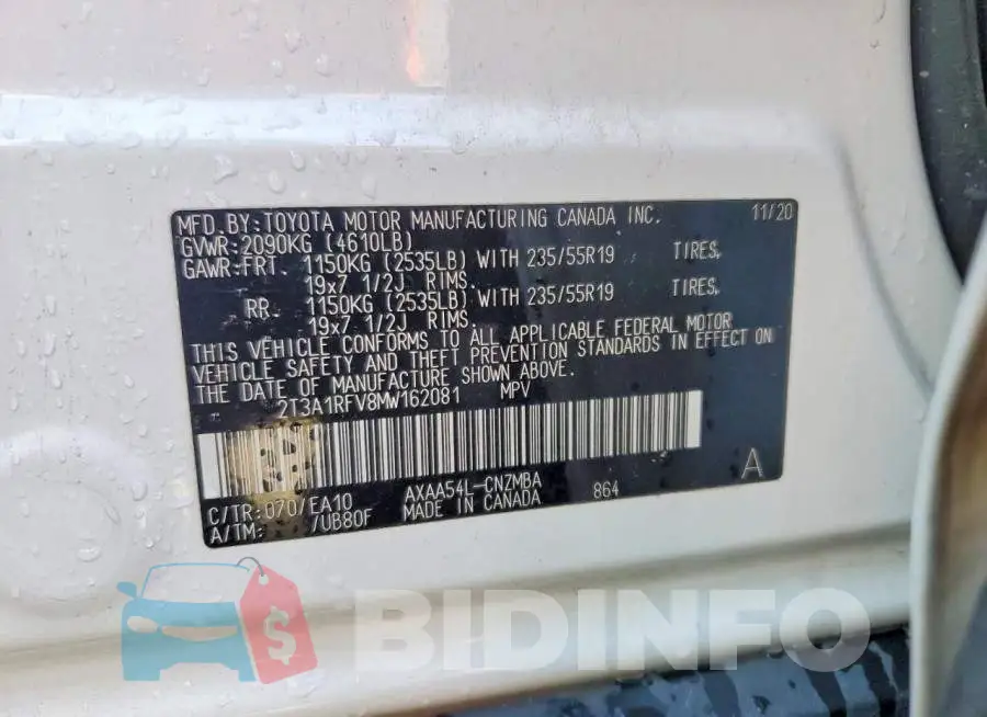 2T3A1RFV8MW162081 Photo# 13