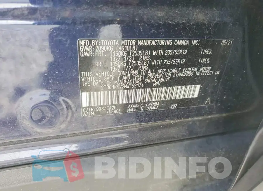2T3C1RFV2MW153174 Photo# 13