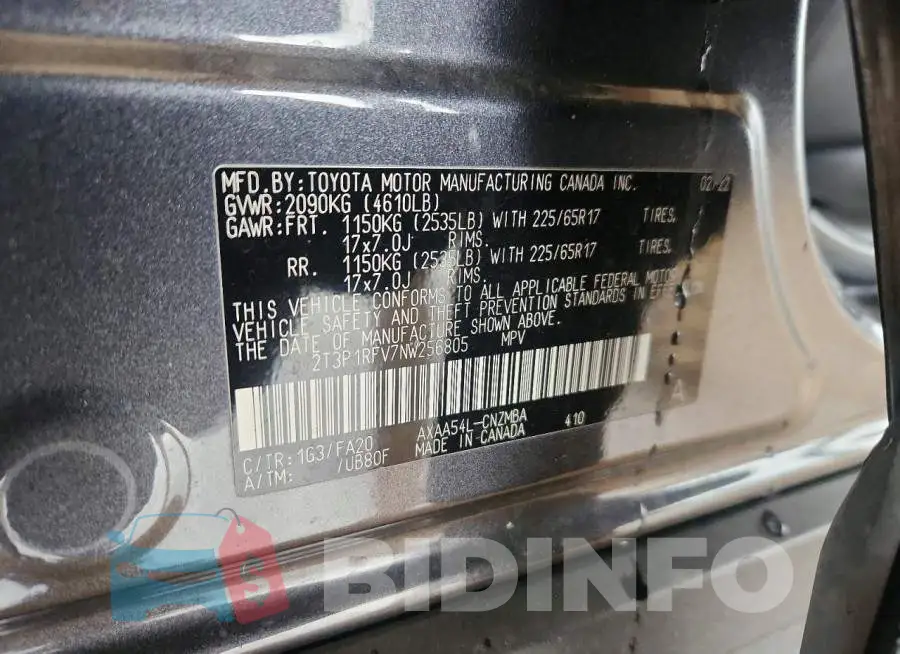 2T3P1RFV7NW256805 Photo# 13