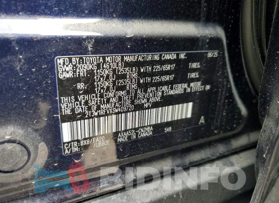 2T3W1RFVXSW409720 Photo# 12