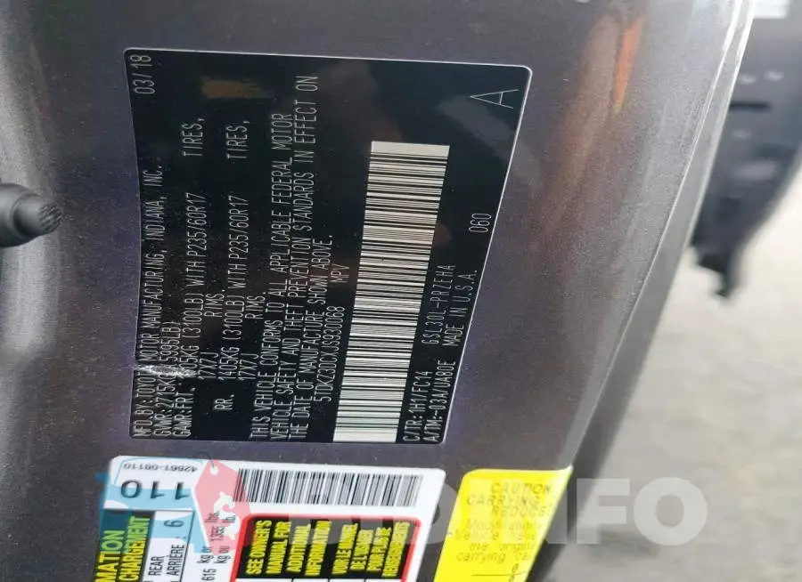 5TDKZ3DCXJS930068 Photo# 14